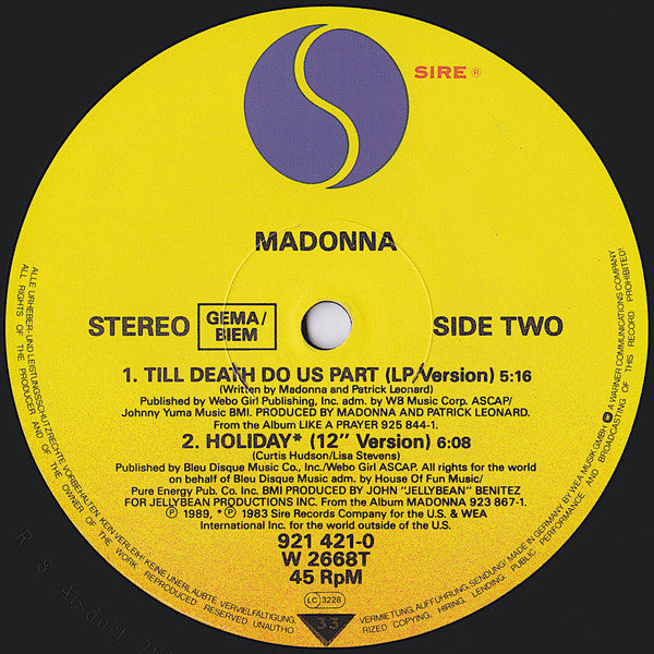 Madonna : Dear Jessie (12", Maxi)