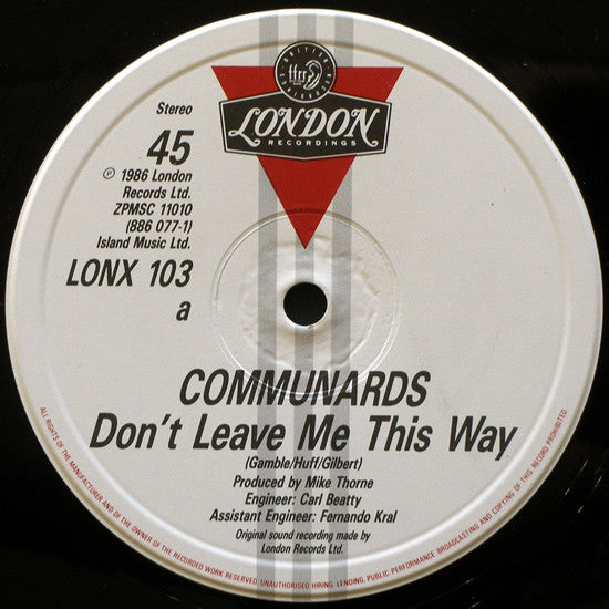 Communards* With Sarah Jane Morris : Don't Leave Me This Way (12", Single)