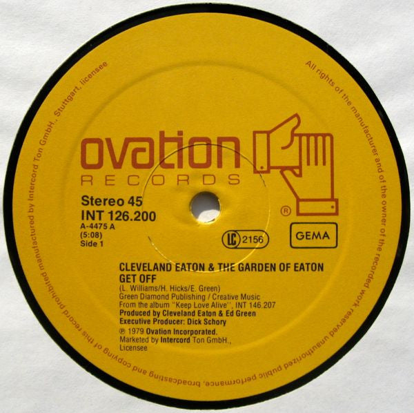 Cleveland Eaton & The Garden Of Eaton : Get Off / I'm Lonely Tonight (12", Maxi)