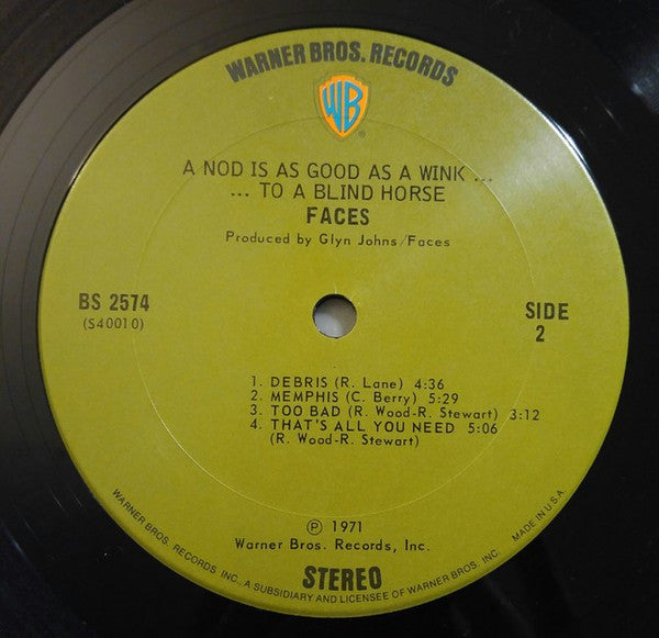 Faces (3) : A Nod Is As Good As A Wink...To A Blind Horse (LP, Album, San)