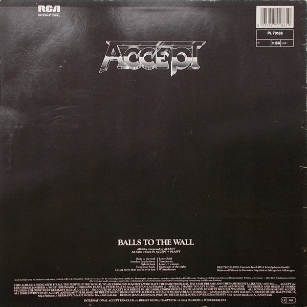 Accept : Balls To The Wall (LP, Album)