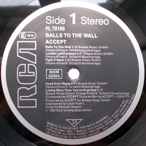 Accept : Balls To The Wall (LP, Album)