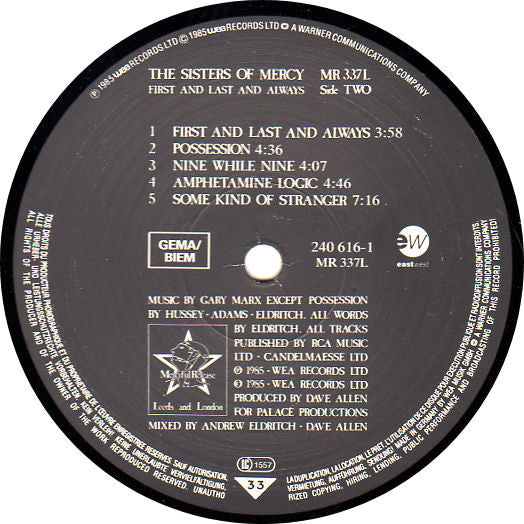 The Sisters Of Mercy : First And Last And Always (LP, Album, RE, Bar)