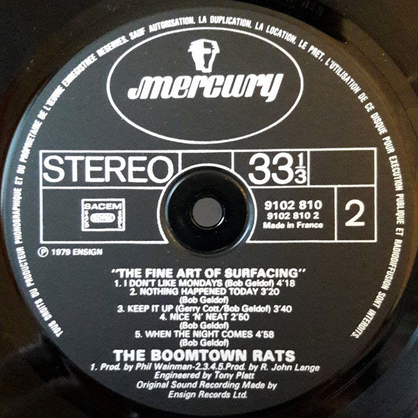 The Boomtown Rats : The Fine Art Of Surfacing (LP, Album)