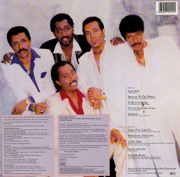 The Temptations : To Be Continued... (LP, Album)