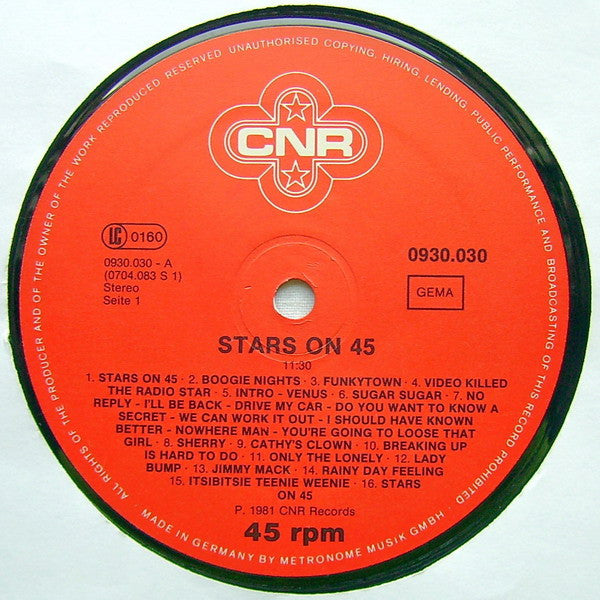 Stars On 45 : Stars On 45 (Special Long Version) (12", Maxi)