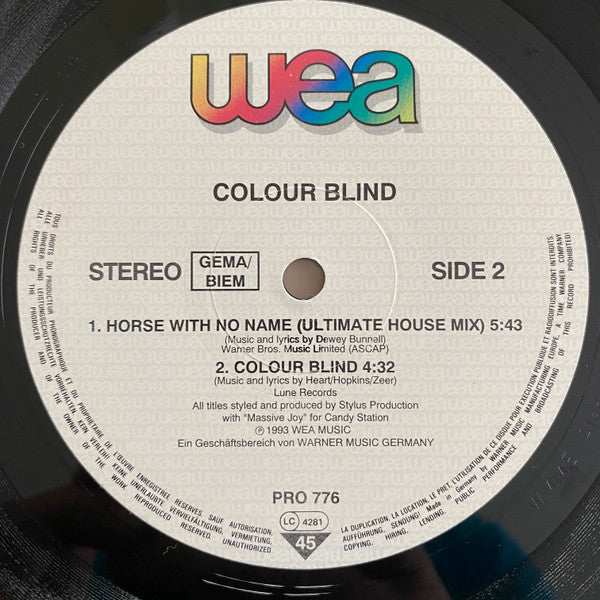 Colour Blind : Horse With No Name (12", Promo)
