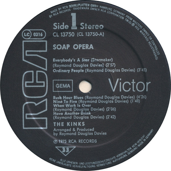 The Kinks : Soap Opera (LP, Album, RE)