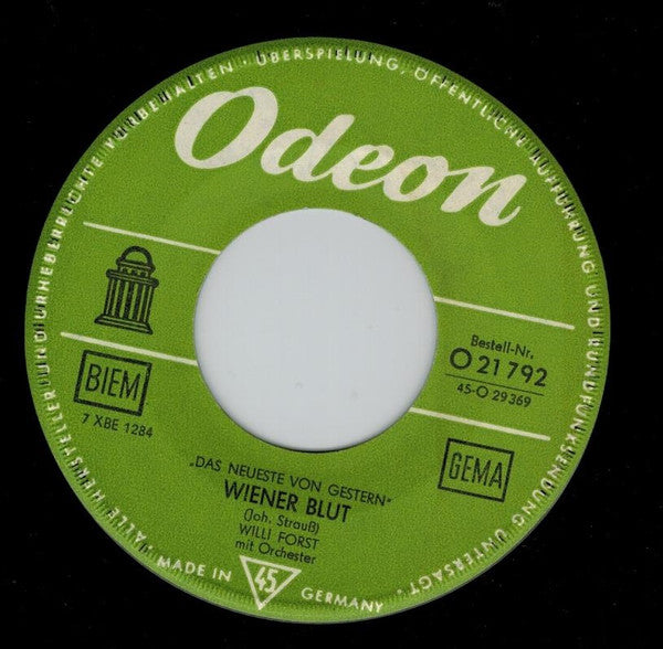 Willi Forst : Sag Beim Abschied Leise Servus / Wiener Blut (7")