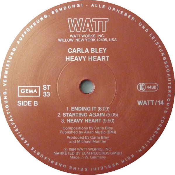 Carla Bley : Heavy Heart (LP, Album)