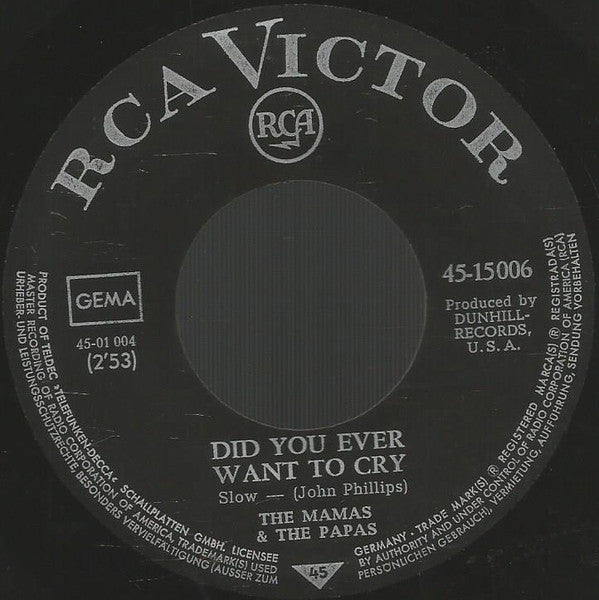 The Mama's And The Papa's* : Creeque Alley / Did You Ever Want To Cry (7", Single)