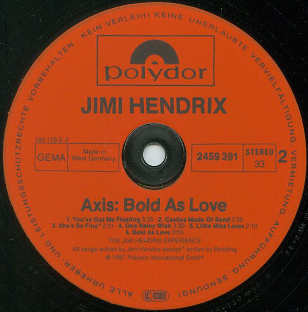 The Jimi Hendrix Experience : Axis: Bold As Love (LP, Album, RE, Gat)