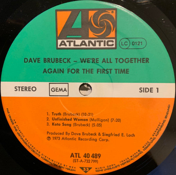 Dave Brubeck : We're All Together Again For The First Time (LP, Album, RP)