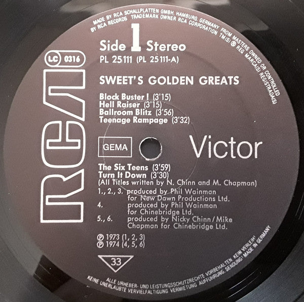 The Sweet : The Golden Greats (LP, Comp, RP, Bla)