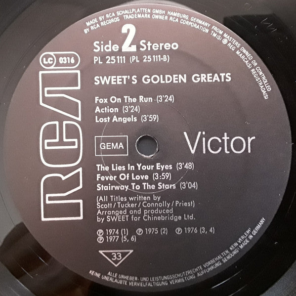 The Sweet : The Golden Greats (LP, Comp, RP, Bla)