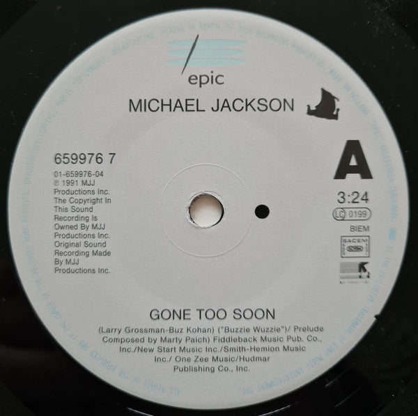 Michael Jackson : Gone Too Soon (7", Single, Sol)
