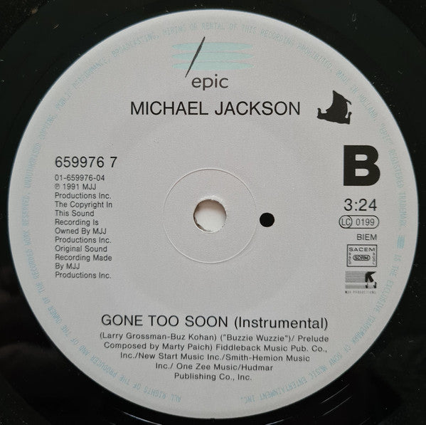 Michael Jackson : Gone Too Soon (7", Single, Sol)