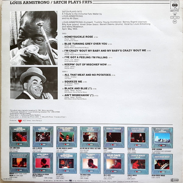 Louis Armstrong : Satch Plays Fats (LP, Mono, RE)