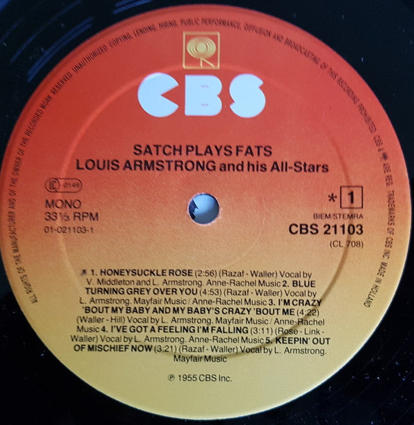 Louis Armstrong : Satch Plays Fats (LP, Mono, RE)