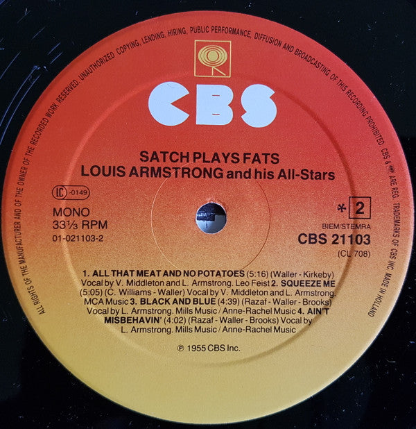 Louis Armstrong : Satch Plays Fats (LP, Mono, RE)