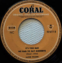 Jackie Wilson : I'm Wanderin' / It's Too Bad We Had To Say Goodbye (7", Single, Mono)