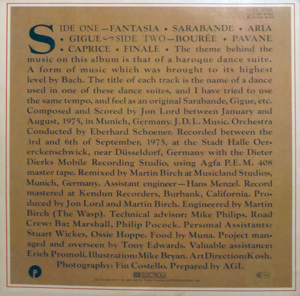 Jon Lord : Sarabande (LP, Album, RP, Die)