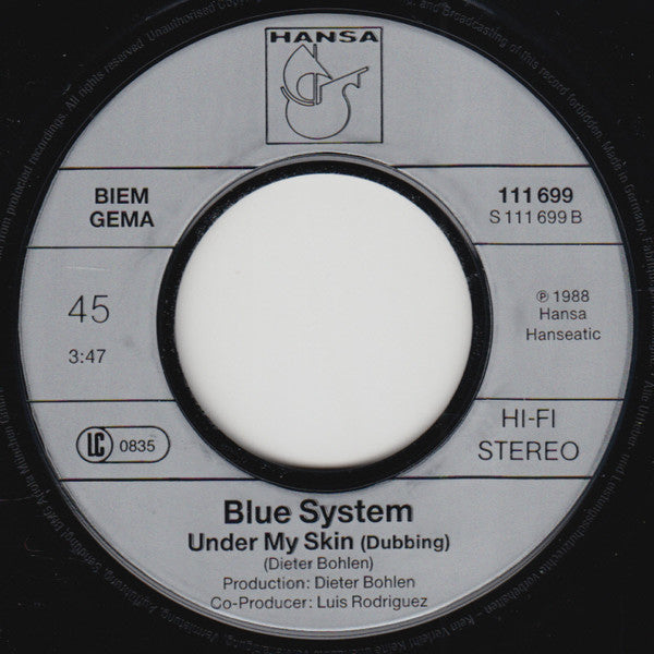 Blue System : Under My Skin (7", Single)