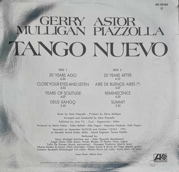 Gerry Mulligan - Astor Piazzolla : Tango Nuevo (LP, Album, RE)