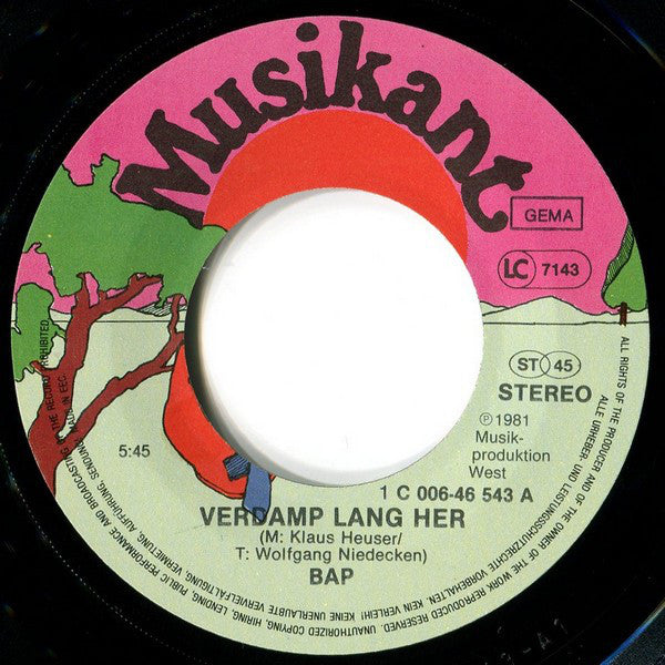 BAP : Verdamp Lang Her / Waschsalon (7", Single)