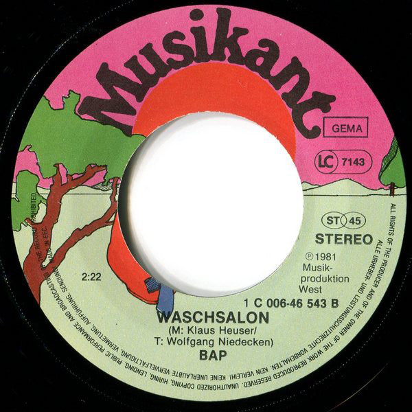BAP : Verdamp Lang Her / Waschsalon (7", Single)