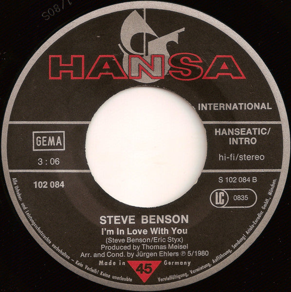 Steve Benson : Don't Throw My Love Away (7", Single)