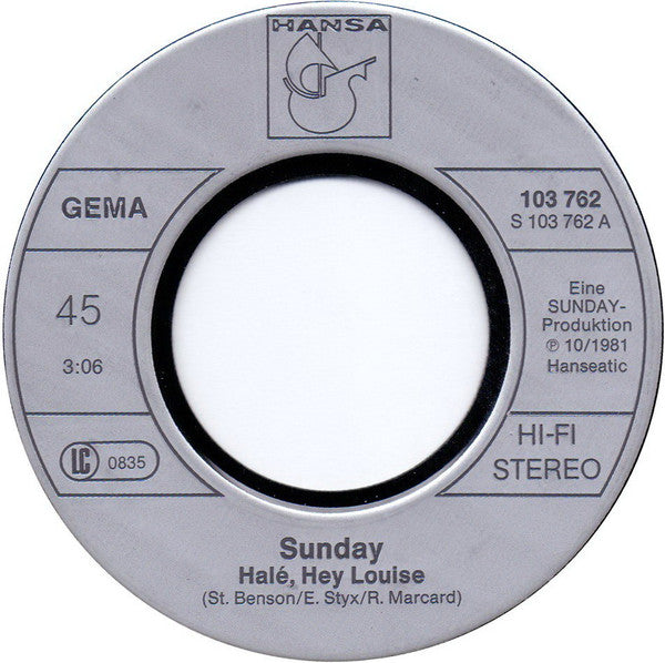 Sunday (8) : Halé, Hey Louise (7", Single)