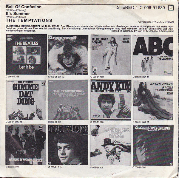 The Temptations : Ball Of Confusion (7", Single)