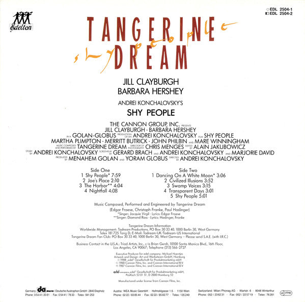 Tangerine Dream : Shy People (LP, Album)