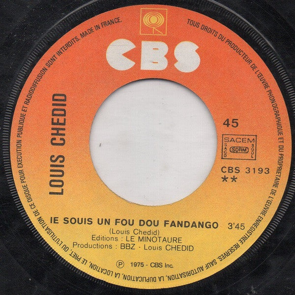 Louis Chedid : Hold Up / Ie Souis Un Fou Dou Fandango (7", Single)