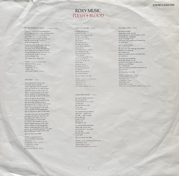 Roxy Music : Flesh + Blood (LP, Album)