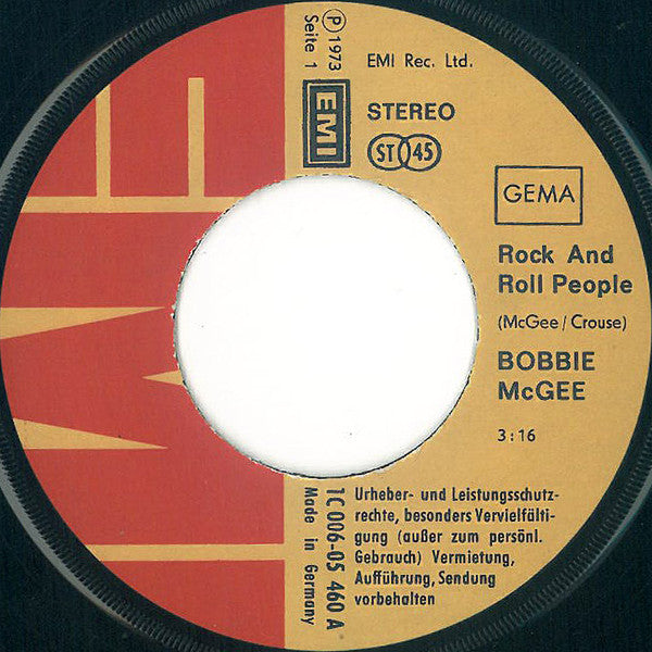 Bobbie McGee : Rock And Roll People (7", Single)