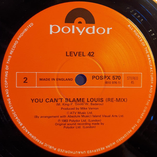 Level 42 : Out Of Sight - Out Of Mind (12", Single)