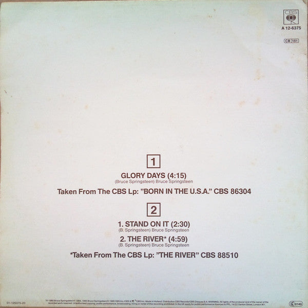 Bruce Springsteen : Glory Days (12", Maxi)