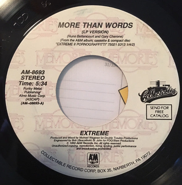 Extreme (2) : More Than Words (7")