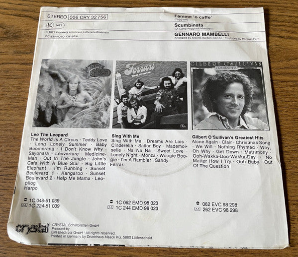 Gennaro Mambelli : Famme 'O Caffè (7", Single)