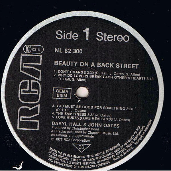 Daryl Hall & John Oates : Beauty On A Back Street (LP, Album, RE)