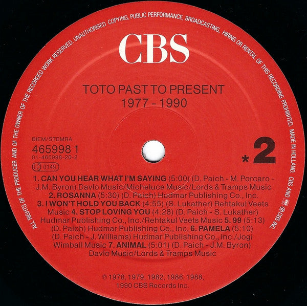 Toto : Past To Present 1977 - 1990 (LP, Comp)