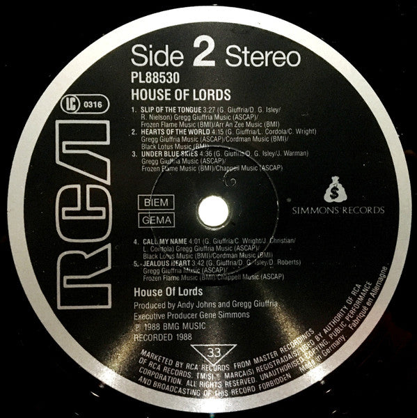 House Of Lords (2) : House Of Lords (LP, Album)
