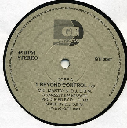 MC Martay & D.J. D.B.M.* : Beyond Control / Female Force (12")