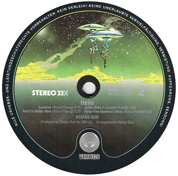 Status Quo : Hello! (LP, Album, RP)