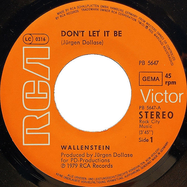Wallenstein : Don't  Let It Be (7", Single)