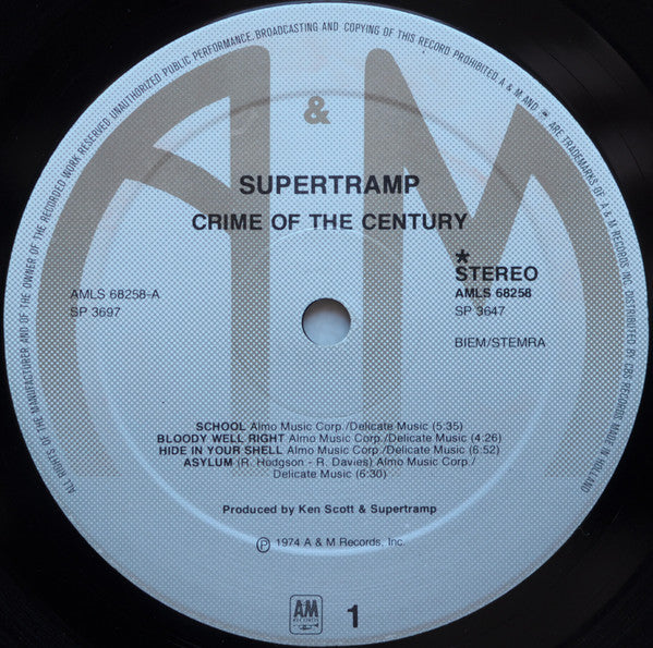 Supertramp : Crime Of The Century (LP, Album, RE, CB )