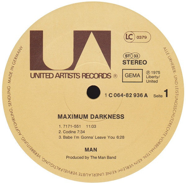 Man : Maximum Darkness (LP, Album, RE, Gat)