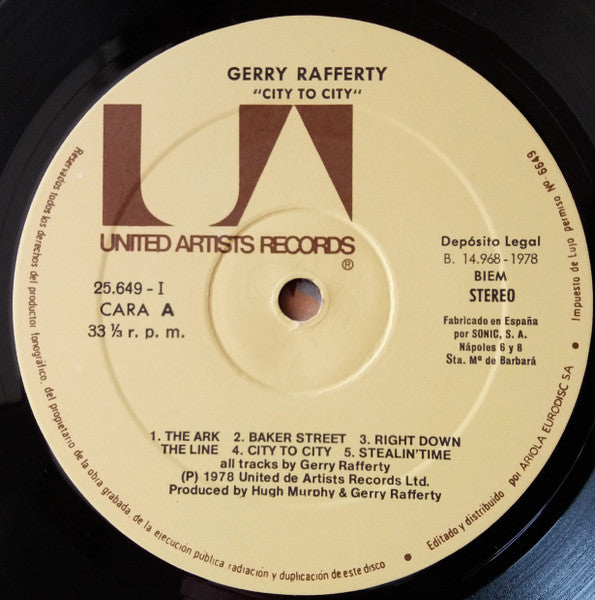 Gerry Rafferty : City To City (LP, Album, RE)